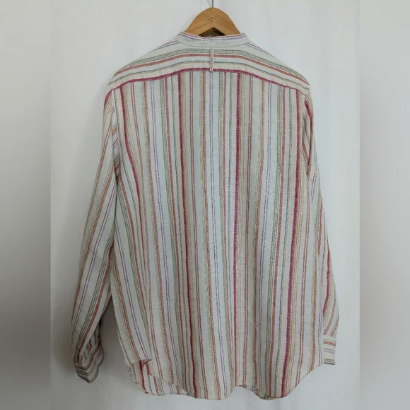 Lauren Ralph Lauren Women's Linen Button Tunic Relaxed Large Striped - Picture 4 of 11
